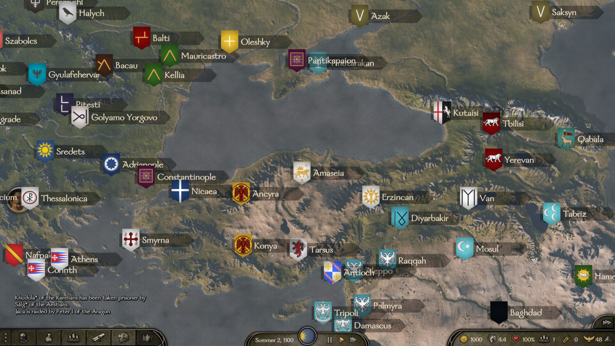 Snippet of Empires of Europe 1100 game map
