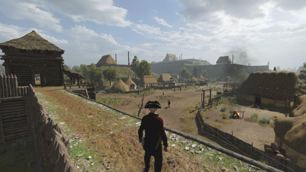 Screenshot of Empires of Europe Americas player character exploring Native American town of Cahokia